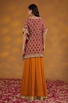 Shop_HOUSE OF SUPRIYA_Orange Lehenga Georgette Embroidered Bandhej Sweetheart Shrug And Set _at_Aza_Fashions