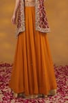 HOUSE OF SUPRIYA_Orange Lehenga Georgette Embroidered Bandhej Sweetheart Shrug And Set _Online_at_Aza_Fashions