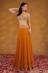 Buy_HOUSE OF SUPRIYA_Orange Lehenga Georgette Embroidered Bandhej Sweetheart Shrug And Set _Online_at_Aza_Fashions
