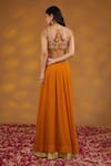 Shop_HOUSE OF SUPRIYA_Orange Lehenga Georgette Embroidered Bandhej Sweetheart Shrug And Set _Online_at_Aza_Fashions