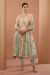 HOUSE OF SUPRIYA_Beige Kurta Silk Printed Chanderi Haze Bloom Embroidered Pant Set _Online_at_Aza_Fashions