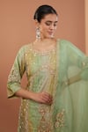 Shop_HOUSE OF SUPRIYA_Green Kurta Printed Silk Chanderi Phool Zardozi Embroidered Sharara Set _Online_at_Aza_Fashions