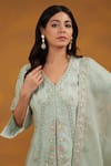 Buy_HOUSE OF SUPRIYA_Blue Kurta And Dupatta Silk Organza Embroidery Zardozi V Gardenia Sharara Set _Online_at_Aza_Fashions