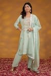 Buy_HOUSE OF SUPRIYA_Blue Kurta And Dupatta Silk Organza Embroidery Zardozi Mughal Gul Pant Set _at_Aza_Fashions