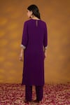 Shop_HOUSE OF SUPRIYA_Purple Kurta Georgette Embroidery Zardozi Round Neck And Mirror Pant Set _at_Aza_Fashions