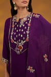 Shop_HOUSE OF SUPRIYA_Purple Kurta Georgette Embroidery Zardozi Round Neck And Mirror Pant Set _Online_at_Aza_Fashions