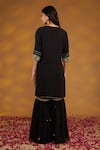 Shop_HOUSE OF SUPRIYA_Black Kurta Georgette Embroidery Zari Glass Neck Flora Zardozi Sharara Set _at_Aza_Fashions