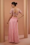 Buy_HOUSE OF SUPRIYA_Pink Skirt Crepe Embroidery Dori Open Neck Padma Bandhej Shrug Set _Online_at_Aza_Fashions