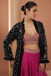 HOUSE OF SUPRIYA_Pink Sharara Crepe Embroidery Dori Bandhej Motif Shrug Set _at_Aza_Fashions