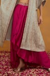 HOUSE OF SUPRIYA_Pink Draped Skirt Crepe Embroidery Dori Bandhej Motif Padma Shrug Set _Online_at_Aza_Fashions