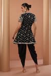 Shop_HOUSE OF SUPRIYA_Black Kurta Chanderi Embroidery Bandhej Pattern And Dhoti Pant Set _at_Aza_Fashions