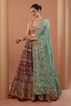 HOUSE OF SUPRIYA_Wine Lehenga And Blouse Raw Silk Embroidery Zardozi Sweetheart Neck Bridal Set _Online_at_Aza_Fashions