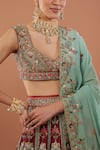 Shop_HOUSE OF SUPRIYA_Wine Lehenga And Blouse Raw Silk Embroidery Zardozi Sweetheart Neck Bridal Set _Online_at_Aza_Fashions