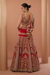 Shop_HOUSE OF SUPRIYA_Red Lehenga And Blouse Raw Silk Embroidery Zardozi Leaf Neck Work Bridal Set _at_Aza_Fashions