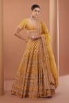 Buy_HOUSE OF SUPRIYA_Yellow Lehenga And Blouse Raw Silk Embroidery Zardozi Mughal Pattern Bridal Set _at_Aza_Fashions