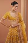 Shop_HOUSE OF SUPRIYA_Yellow Lehenga And Blouse Raw Silk Embroidery Zardozi Mughal Pattern Bridal Set _Online_at_Aza_Fashions