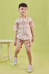 Buy_Little Shiro_Green Poplin Cotton Print Animal Love Mosaic Shirt With Shorts _at_Aza_Fashions