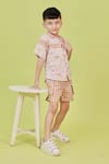 Little Shiro_Green Poplin Cotton Print Animal Love Mosaic Shirt With Shorts _Online_at_Aza_Fashions