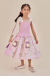 Buy_Little Shiro_Purple Satin Lining Print Bella Cute Motif And Houndstooth Dress _at_Aza_Fashions