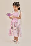 Little Shiro_Purple Satin Lining Print Bella Cute Motif And Houndstooth Dress _Online_at_Aza_Fashions