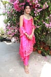 Buy_Pink City by Sarika_Pink Kurta And Pant Silk Chanderi Printed Floral Round Embroidered Set _Online_at_Aza_Fashions