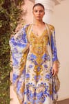 Buy_Zariaah_White Chiffon Printed Floral Open Santorini Sunkiss Cape  _at_Aza_Fashions