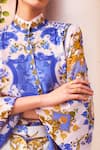 Shop_Zariaah_White Viscose Silk Printed Floral Band Collar Santorini Shirt  _Online_at_Aza_Fashions