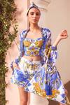 Buy_Zariaah_White Viscose Silk Printed Floral Santorini Sunkiss Shorts Set  _at_Aza_Fashions