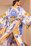 Zariaah_White Viscose Silk Printed Floral Kaftan Santorini With Long Robe _at_Aza_Fashions