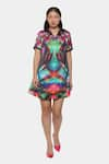 Buy_Satya Paul_Fuchsia Satin Printed Abstract Collar Playtime Dress _at_Aza_Fashions