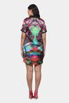 Shop_Satya Paul_Fuchsia Satin Printed Abstract Collar Playtime Dress _at_Aza_Fashions