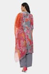 Shop_Satya Paul_Grey Crepe Printed Floral Mandarin Collar And Kurta Set _at_Aza_Fashions