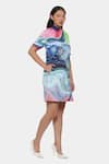 Buy_Satya Paul_Green Neoprene Collared Bloom And Boom Print Dress _Online_at_Aza_Fashions
