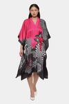 Buy_Satya Paul_Black Satin V-neck I See Holidays Trippy Print Kaftan _at_Aza_Fashions