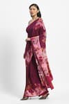 Satya Paul_Pink Crepe Crystals, Strolling By The Seine Embelished Saree With Running Blouse _Online_at_Aza_Fashions