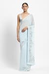 Buy_Satya Paul_Blue Viscose, Cloud Recesses Border Embellished Saree With Running Blouse _at_Aza_Fashions