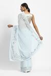 Shop_Satya Paul_Blue Viscose, Cloud Recesses Border Embellished Saree With Running Blouse _at_Aza_Fashions