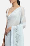 Satya Paul_Blue Viscose, Cloud Recesses Border Embellished Saree With Running Blouse _at_Aza_Fashions