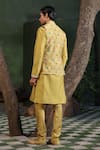 Shop_Label Niti Bothra_Yellow Silk Chanderi Print Floral Flower Vine Bundi Kurta Set _at_Aza_Fashions