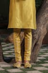 Shop_Label Niti Bothra_Yellow Silk Chanderi Print Floral Flower Vine Bundi Kurta Set _Online_at_Aza_Fashions