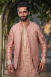 Buy_Label Niti Bothra_Pink Silk Chanderi Print Floral Kurta With Churidar_Online_at_Aza_Fashions