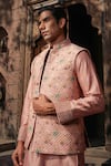Buy_Label Niti Bothra_Pink Silk, Chanderi Embroidery Printed Bundi _at_Aza_Fashions