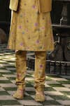 Buy_Label Niti Bothra_Yellow Silk Chanderi Print Floral Quilted Bundi And Kurta Set _Online_at_Aza_Fashions