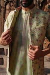 Buy_Label Niti Bothra_Green Silk Chanderi Printed Flower Kurta Set 