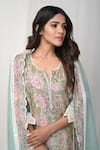 Shop_Gulabik Jaipur_Green Handloom Chanderi Embellished Flowery Print Lace Kurta Pant Set  _Online_at_Aza_Fashions