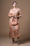 Buy_KHUSHBOO HARAN BORKAR_Coral Abstract Print Crescent Bag_at_Aza_Fashions