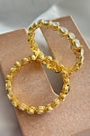Shop_Osvag India_Gold Plated Crystals, Stones Polki Embellished Bangle - Single Pc _at_Aza_Fashions