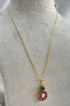 Buy_Osvag India_Gold Plated Crystal Polki Paisley Pendant Necklace_at_Aza_Fashions
