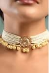 Buy_Osvag India_Gold Plated Crystal Polki Geometric Embellished Choker _at_Aza_Fashions