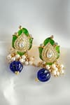 Buy_Osvag India_Gold Plated Crystal Tear Drop Cutwork Earrings _at_Aza_Fashions